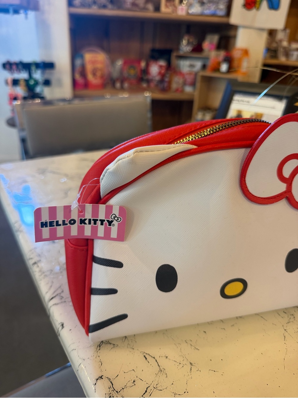 Hello Kitty Red and White Cosmetic Pouch with Bow Accent NEW NWT